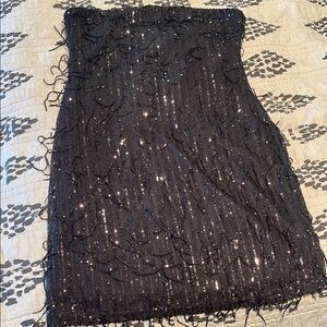 Black Sequin Strapless Mini Dress